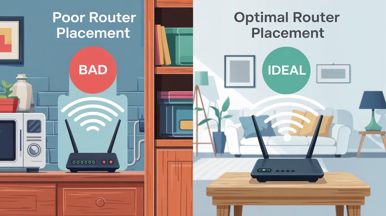 router schlecht und gut positioniert router schlecht und gut positioniert